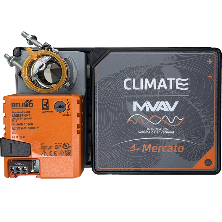 MVAV-24AT | MERCATO | Controlador configurável para VAV 24V Modbus e BACnet com atuador