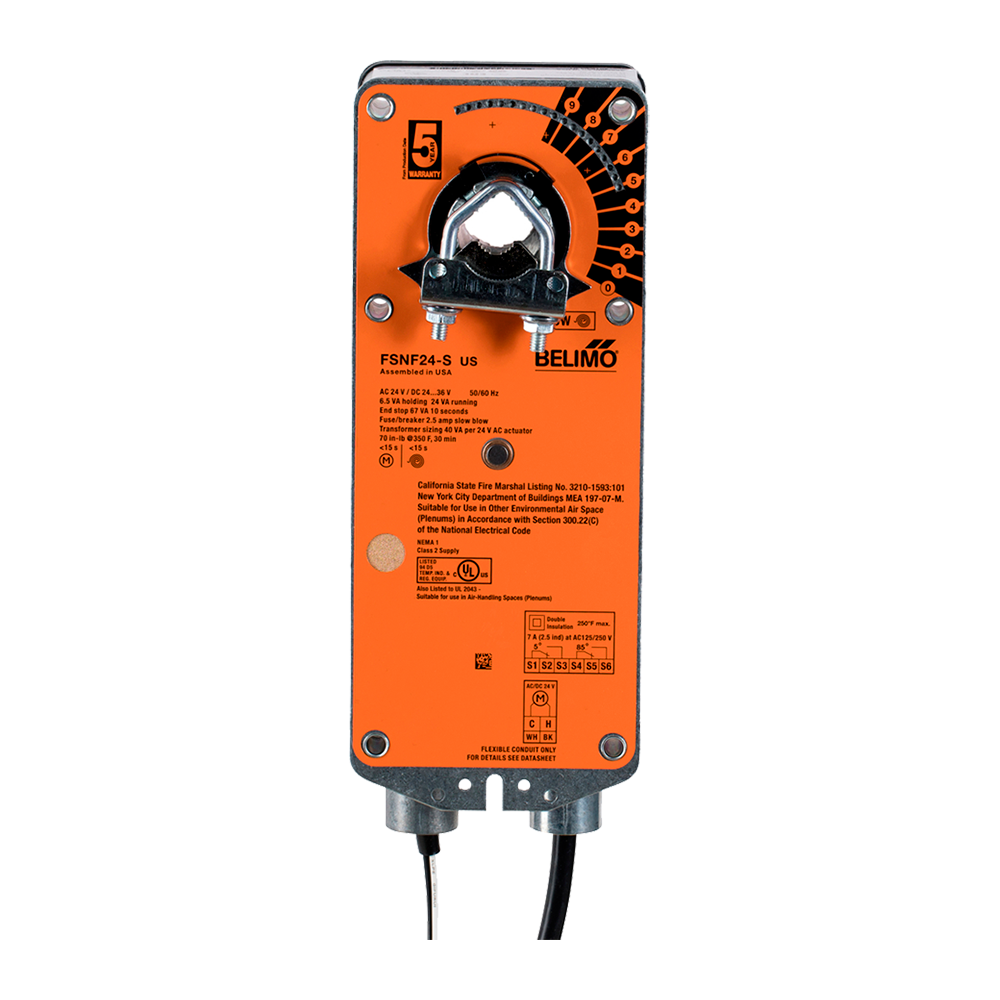 FSNF24-S US | BELIMO | Atuador de damper corta fogo ON/OFF de 8Nm com switch auxiliar - 24Vac