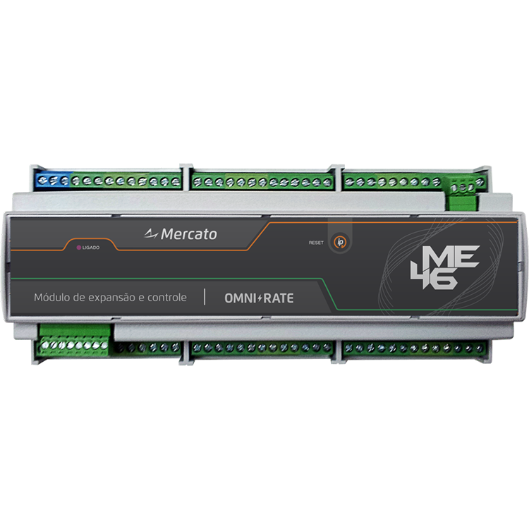 ME46D | MERCATO | Módulo de expansão e controle Modbus (26 DI/NTC, 4AO, 16DO)