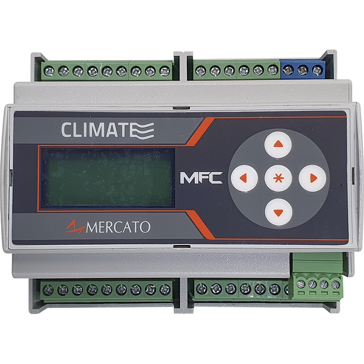MFC-ETH | MERCATO | Controlador configurável para climatizadores tipo fancoil com porta ethernet Modbus e BACnet